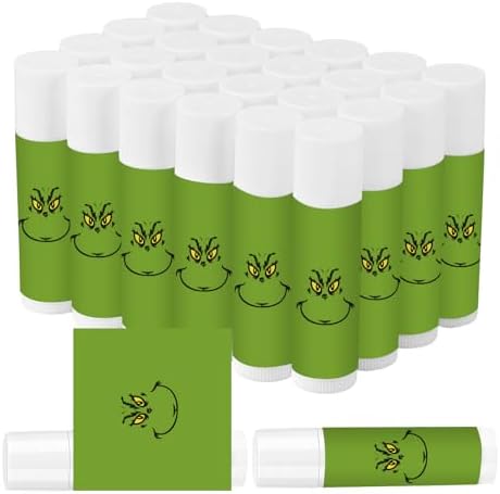 50 Pack Green Merry Christmas Lip Balm Bulk, Green Xmas Lip Care Moisturizing and Nourishing Lip Balm for Christmas Gifts and Party Favors Guests LECBASW