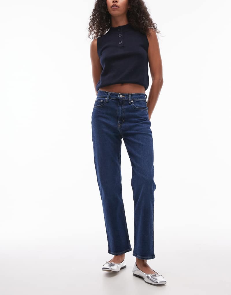 ARKET Jade cropped stretch slim leg jeans in dark wash blue Arket