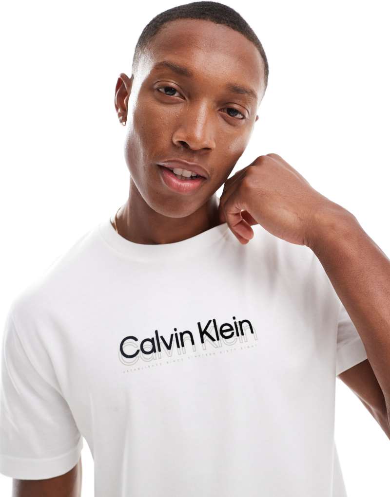 Мужская Футболка Calvin Klein с двойным логотипом в белом цвете Calvin Klein