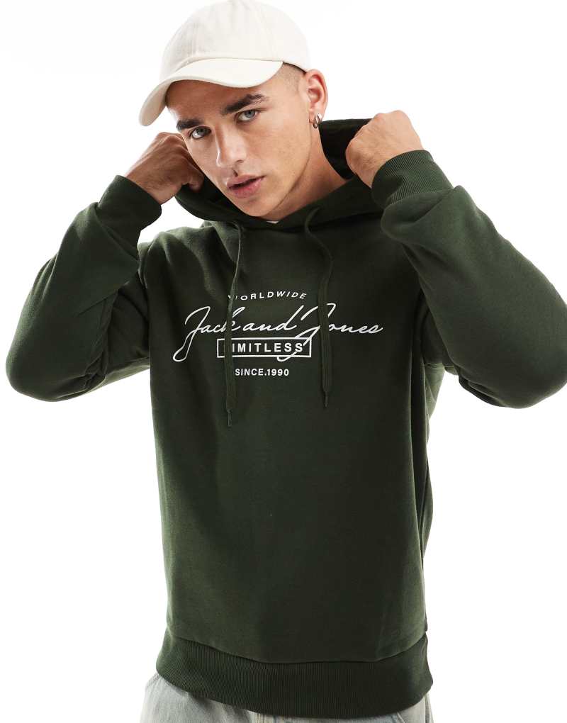 Мужское Худи Jack & Jones с логотипом в цвете хаки Jack & Jones