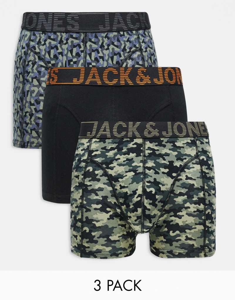 Мужские Боксеры Jack & Jones 3 упаковки камуфляжные в зеленом Jack & Jones