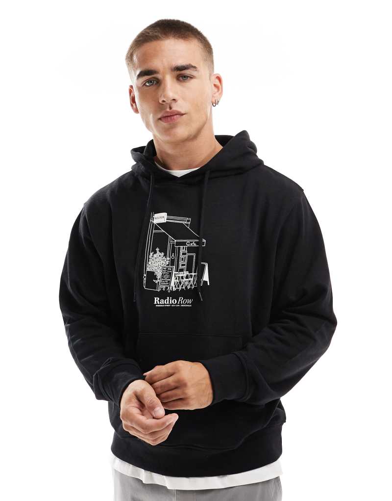 Мужское Худи Jack & Jones Oversized Radio Row Chest Print Jack & Jones