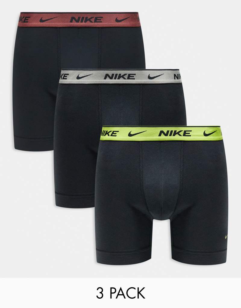 Мужские Боксеры Nike Everyday Cotton Stretch 3-pack с цветными поясами желтый/серый/коричневый Nike