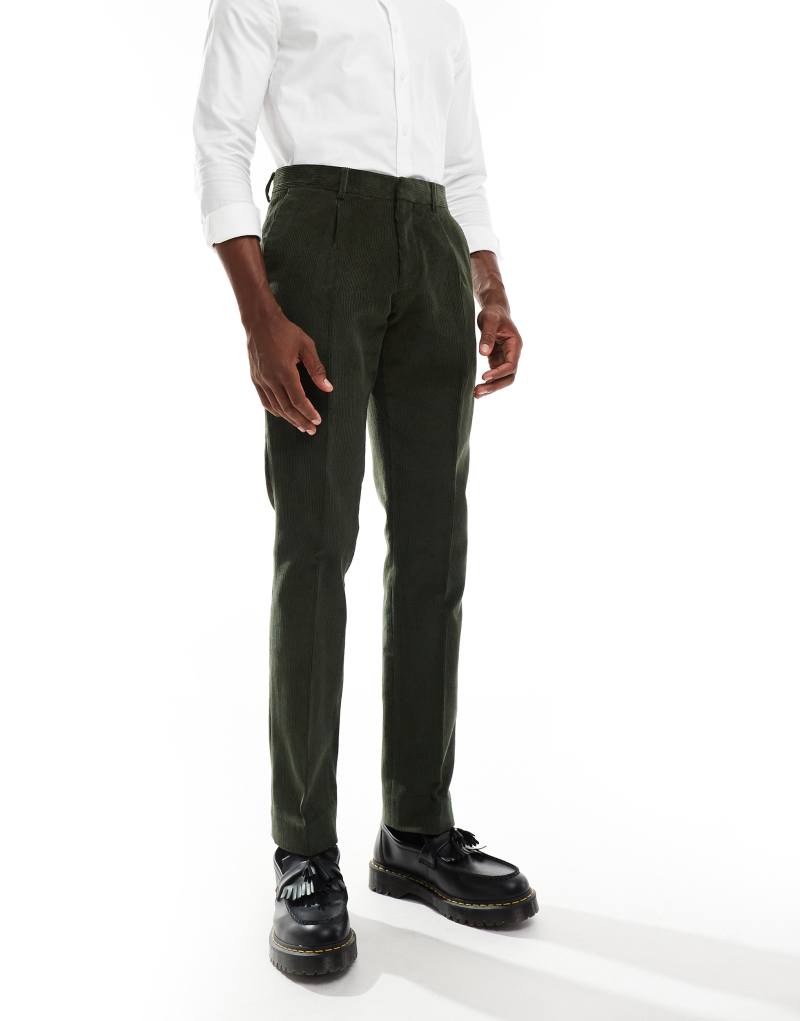 Мужские Брюки для костюма Shelby & Sons Slim Tailored Pant в корд ткани в хаки - часть комплекта Shelby & Sons