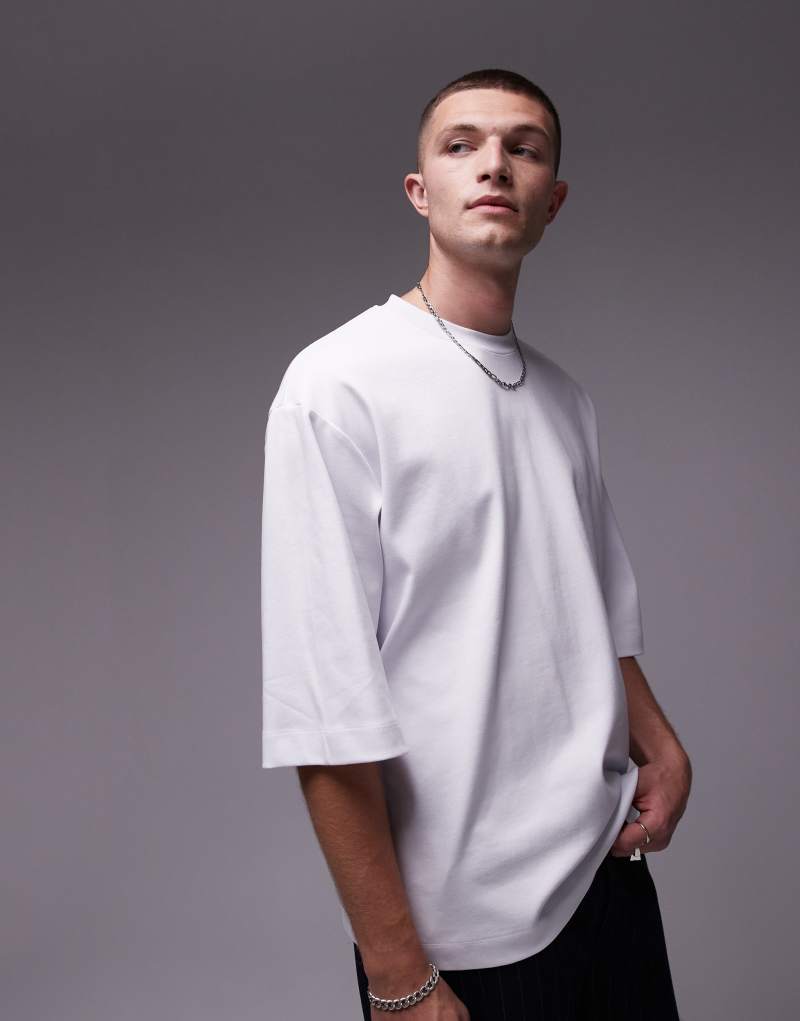 Мужская Футболка TOPMAN премиум тяжелого oversized с коротким рукавом 370gsm белая TOPMAN