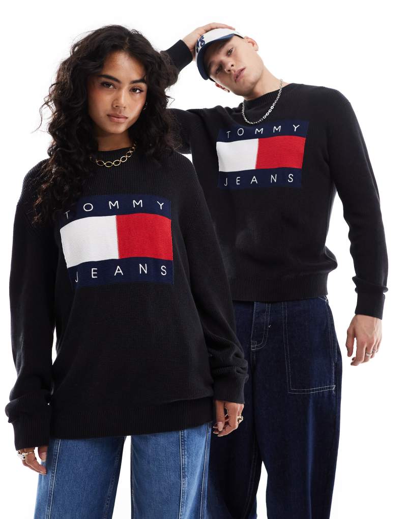 Унисекс Свитер Tommy Jeans Large Flag Knitwear Чёрный Tommy Jeans