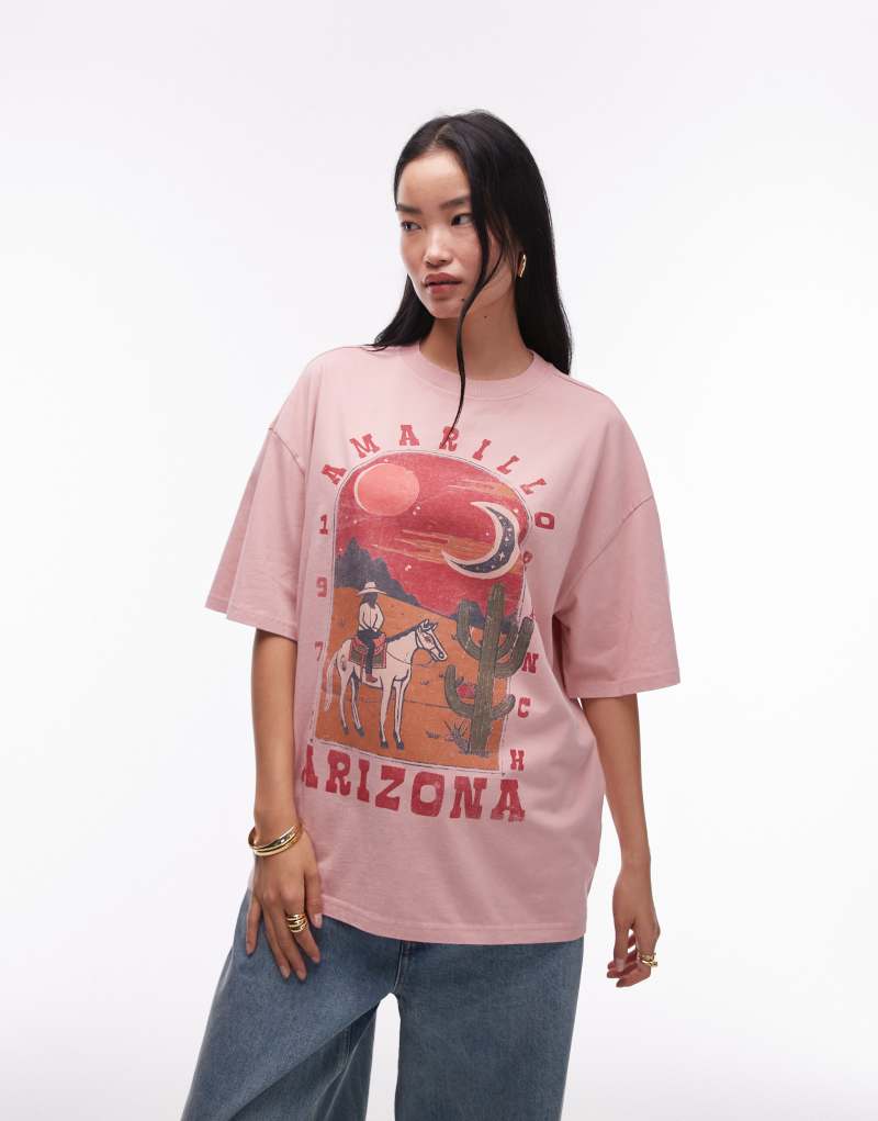 Женская Футболка TOPSHOP Arizona с графикой в розовом TOPSHOP