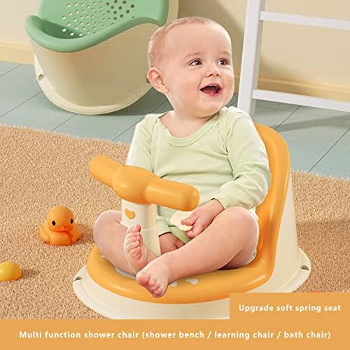 Baby Bathtub Seat, Non Slip Baby Bath Chair, Bathtub Chair for Baby Sitting Up, Baby Bath Seat with Suction Cups for Baby 6-18 Months (Yellow) Lucakuins