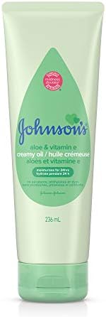 Johnson's Baby Creamy Oil with Aloe & Vitamin E for Delicate Skin, Non-Greasy Moisturizing Baby Body Lotion for Soft Skin, Hypoallergenic & Free of Parabens, Phthalates, & Dyes, 8 Fl. Oz Johnson's Baby