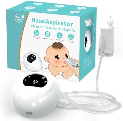 Nasal Aspirator for Baby, Electric Nose Aspirator for Toddler, Automatic Baby Nose Sucker, Anti-Backflow Design, 3 Adjustable Suction Level, Cordless & Rechargeable CozyZen