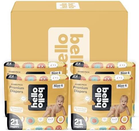 Hello Bello Diapers, Size 1 (8-12 lbs) Flower Child - 128 Count Value Pack of Premium Disposable Baby Diapers, Hypoallergenic with Soft, Cloth-Like Feel Hello Bello