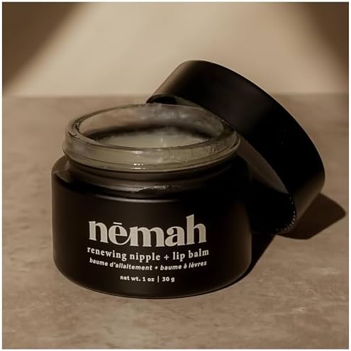 Nemah - Organic Nipple Balm, Nipple Cream Safe for Breastfeeding - 2-in-1 Nipple Butter & Lip Balm, Nursing Nipple Balm - Non-Greasy, Vegan, & Cruelty-Free - 1 oz. Nemah