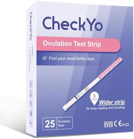 [25 Pack] CheckYo Ovulation Test Strips for Women: Accurate Fertility Test Strips & Easy-to-Use Ovulation Predictor Kits by Detecting LH Surge in Urine Sample - Ovulation Tracker CheckYo