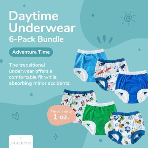 Peejamas Daytime Trainers -Toddler's Potty Training Pants, Easy Clean Diaper Replacement Peejamas