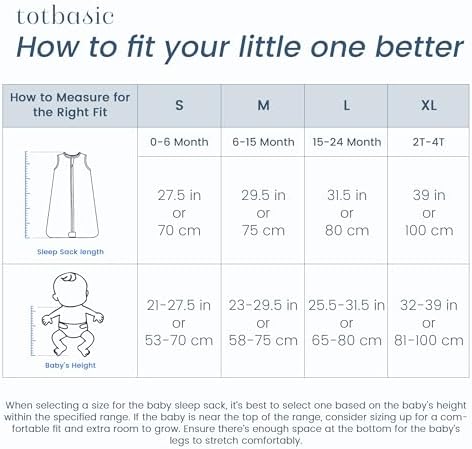 Дышащий и мягкий трикотажный спальный мешок для малышей 0-24 месяцев, 1.0 TOG Totbasic