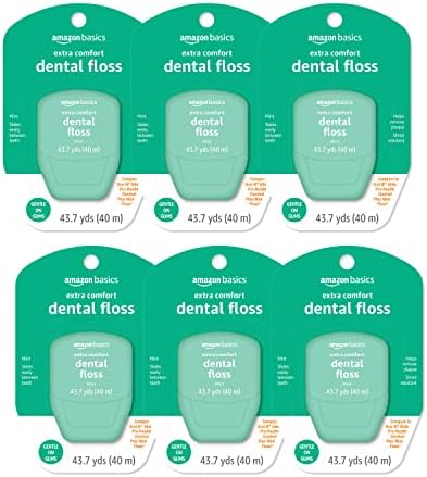 Amazon Basics Extra Comfort Mint Dental Floss, 40 m (Pack of 6) Amazon Basics