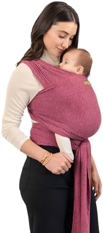 Moby Wrap Baby Carrier | Waffle Knit | Baby Wrap Carrier for Newborns & Infants | #1 Baby Wrap | Baby Gift | Keeps Baby Safe & Secure | Adjustable for All Body Types | Desert Rose Moby