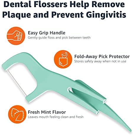 Amazon Basics Mint Dental Flossers, 90 Count, 1 Pack (Previously Solimo) Amazon Basics