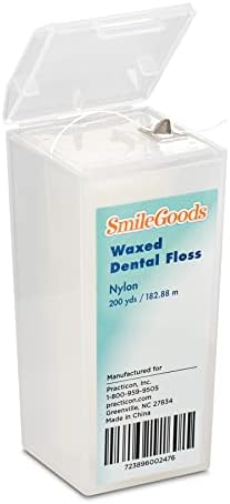 Practicon SmileGoods Unwaxed 200 Yard Dental Floss, Shred Resistant Nylon, Noncoated, Wax Less, Wax Free Floss, 1 Pack Practicon