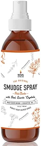 Soul Sticks Smudge Spray for Cleansing Negative Energy and Purifying Home | Made with White Sage and Quartz Crystals | 3.5 oz. Bottle (White Sage & Dragon's Blood) Soul Sticks