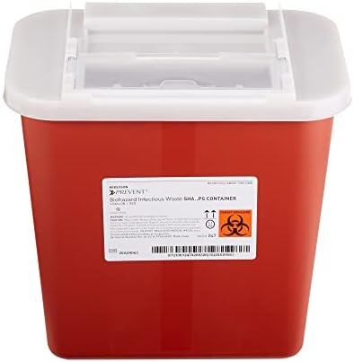 McKesson Prevent Biohazard Infectious Waste Sharps Container - Plastic, Horizontal Entry, Translucent Sliding Lid - Red, 2 gal, 7 in x 10 1/2 in x 10 1/4 in, 20 Count Mckesson