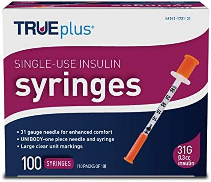 TRUEplus - Insulin Syringes 31g 0.3cc 5/16" (Pack of 100) TRUEplus