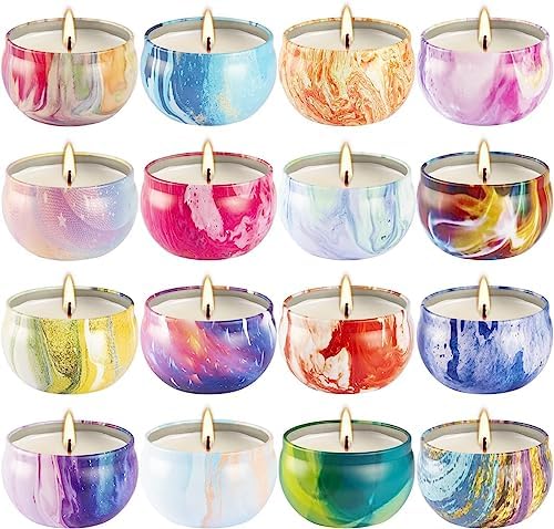 16 Pack Scented Candles Gift Set 2.5oz Strong Fragrance Candles Natural Soy Wax Candles Portable Travel Tin Jar Candles Gifts for Home Scented Decoration Birthday Valentine'sDay Yoroxrg