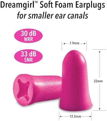 Mack's Dreamgirl Soft Foam Earplugs, 100 Pair, Pink - 30dB NRR, 33dB SNR - Individually Wrapped - Small Ear Plugs for Sleeping, Snoring, Studying, Loud Events, Traveling and Concerts Mack's