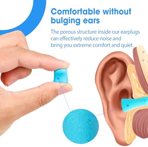 AZEN 200 Pairs Ear Plugs, NRR 32dB Soft Foam Ear Plugs for Sleeping Noise Cancelling, Earplugs for Concerts Shooting Swimming Noise Reduction AZEN