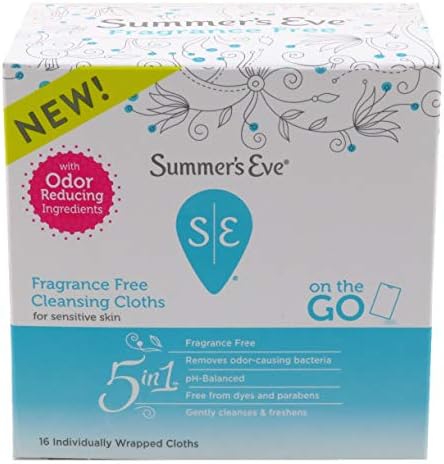 Summer’s Eve Fragrance Free Gentle Daily Feminine Wipes, Removes Odor, pH balanced, 16 Count, (Pack of 3) Summer's Eve