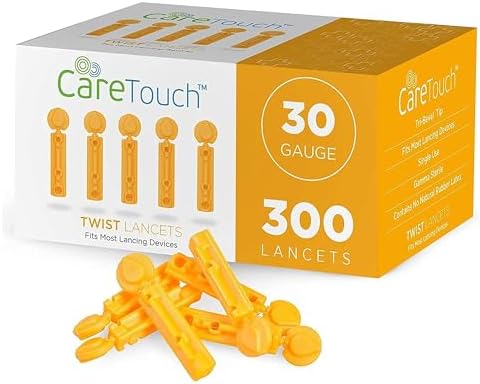 Lancets for Diabetes Testing - 30 Gauge Diabetic Lancets for Blood Testing and Glucose Testing - Fits Most Lancing Devices - Sterile, Single Use 30g Blood Sugar Lancets - Multicolored - 200 Count Care Touch