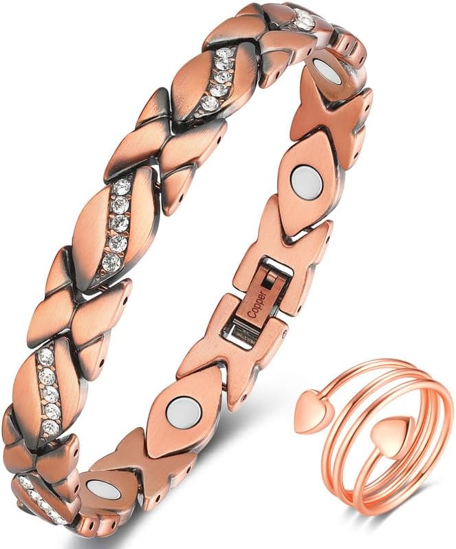 Copper Bracelets for Women, Magnetic Bracelets for Women with Ultra Magnets, 99.99% Pure Copper Adjustable Mother's Day Jewelry Gift, with Sizing Tool Cigmag