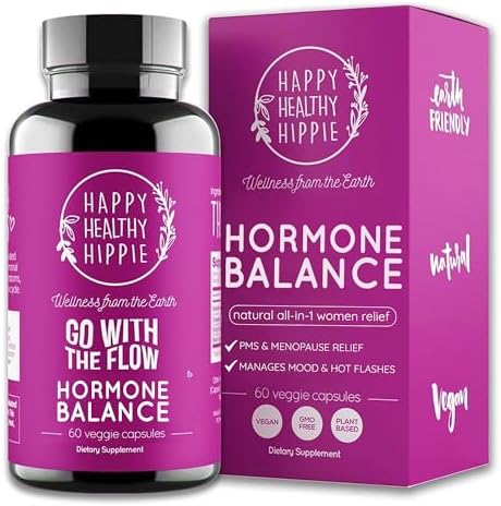 Happy Healthy Hippie Hormone Balance for Women - PMS Support Supplement & Menopause Supplements for Women | Mood Support, Bloating Relief, PMDD | Black Cohosh, Chasteberry Supplement for Women, 60 Ct Happy Healthy Hippie