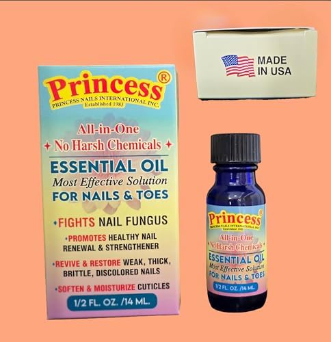 Princess Essential Oil Fight Nail Fungus/ 100% Made in USA/Organic Natural Ingredients/Promotes Healthy Nail Renewal & Strengthener/Restore Weak & Discolored Nail/Moisturize Cuticles 1/2 FL.OZ 14 ML Princess