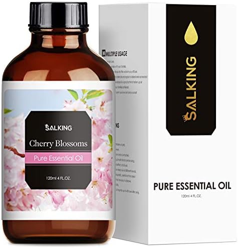 Cherry Blossom Essential Oil 120ml (4 Fl Oz), SALKING Pure & Natural Fragrance Oils, Aromatherapy Essential Oils for Diffuser, Massage, Soap, Candle Making, Perfume Salking