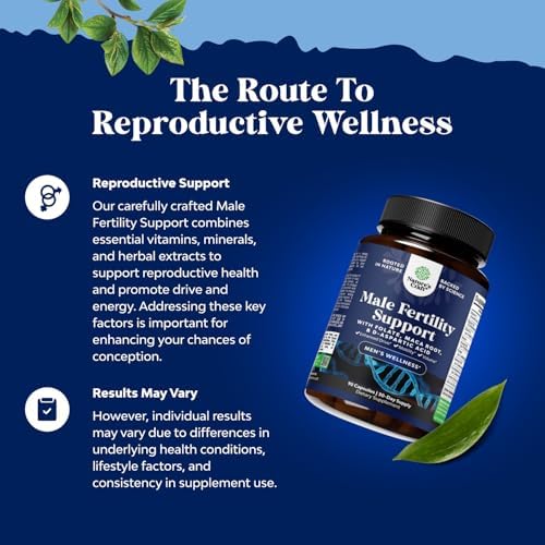 Pre Conception Male Fertility Supplement - Advanced Fertility Supplement for Men with CoQ10 Maca Root Methyl Folate & D-Aspartic Acid for Enhanced Count Motility & Overall Fertility Support (1 Month) Natures Craft