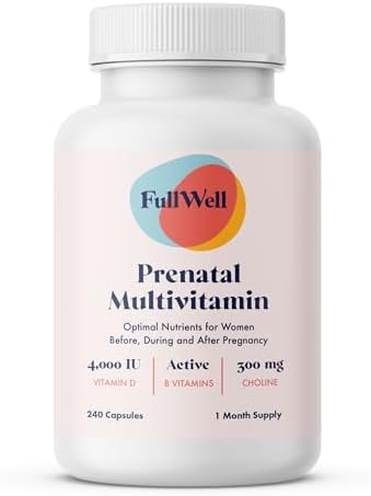 Prenatal Vitamins Lemon | choline, folate, vitamin D for fetal growth, brain development | 26 Vital Nutrients | Dietitian-formulated, OBGYN recommended, non-GMO, 3rd Party tested, 60 Servings (Порции) FullWell