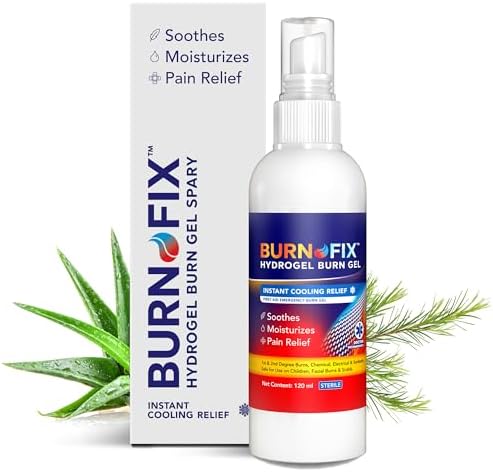 BurnFix Hydrogel Burn Spray (Спрей) - 120ml | Instant Cooling Relief for 1st & 2nd Degree Burns, Sunburns, and Scalds | Doctor Recommended, Soothes & Moisturizes Skin, Safe for Kids & Adults Burn-Fix