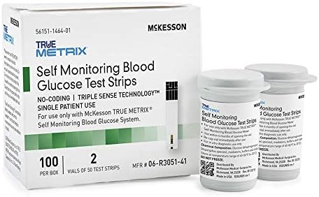 McKesson TRUE METRIX Self-Monitoring Blood Glucose Test Strips - Supplies for Diabetes Self Monitor Systems, 100 Strips, 3 Packs, 300 Total Mckesson