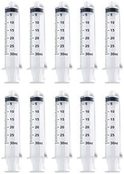 Easy Glide 30ML 30CC Luer Lock Syringe 10 Pack, No Needle, Sterile, Great for Home Care Easy Glide