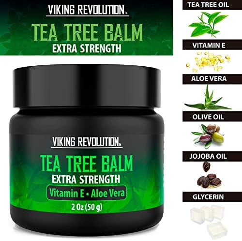 Viking Revolution Tea Tree Oil Cream (Крем) - Super Balm Athletes Foot Cream - for Eczema, Jock Itch, Ringworm, Nail Treatment - Soothing Skin Moisturizer for Itchy, Scaly, Cracked Skin, 2 Ounce (Pack of 1) Viking Revolution