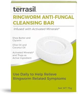 terrasil Ringworm Soap for Ringworm Symptoms - Soothing Care & Relief of Itchy, Sore Skin - Natural, Dermatologist Tested & Hypoallergenic Approved, Antifungal Cleansing Soap for Adults & Kids (75g) Terrasil