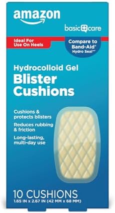 Amazon Basic Care Extreme Hydrocolloid Gel (Гель) Blister Cushion Bandages for Heels, 2X Faster Healing, Protection & Pain Relief against Burns, Rubbing & Friction, 10 Count (1.65 in x 2.67 inches) Amazon Basic Care