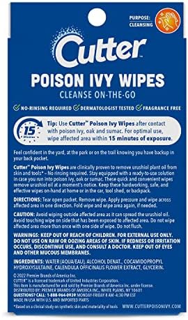 Poison Ivy Wipes, On-the-Go Cleansing for Poison Ivy, Oak & Sumac, 12 Wipes Cutter