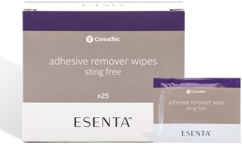 ConvaTec ESENTA Adhesive Remover Wipes for Around Stomas and Wounds, Sting Free, Alcohol Free, 25ct Box (Pack of 1) ConvaTec