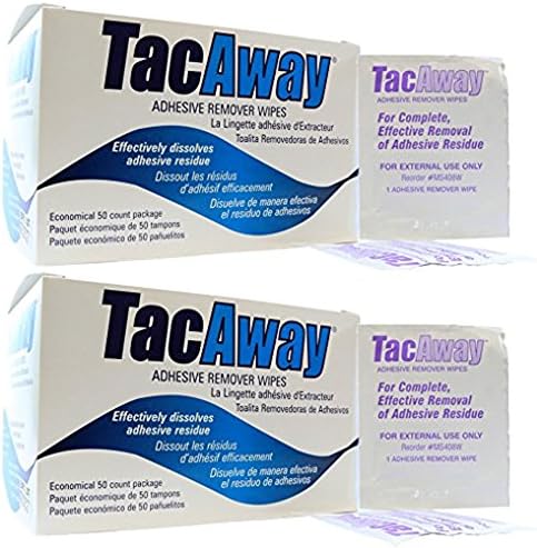 Tacaway Adhesive Remover Wipes - 50 per Box - 2 Pack Skin-Tac