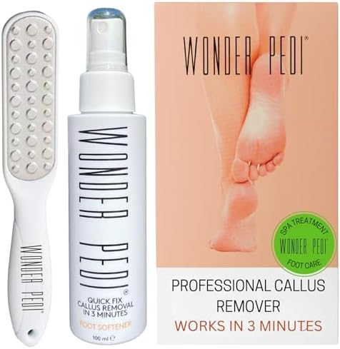 Callus Remover - Three Minutes Quick Fix- Foot File Rasp - Instant Foot Exfoliating Softener Peel Spray (Спрей), Heels Callus Scrubber File - Home Spa Pedicure Treatment. Wonder Pedi (1 Count (Pack of 1)) WONDER PEDI