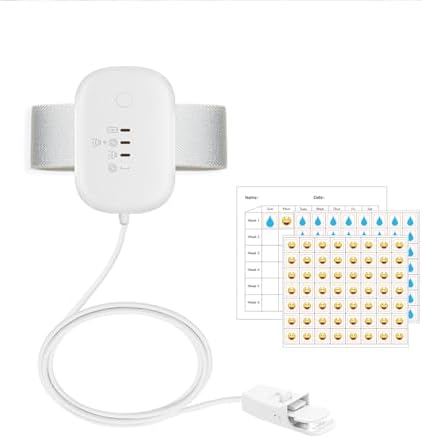 Bed Wetting Alarm for Kids, USB Rechargeable, Pee Alarms with Loud Sound & Strong Vibration, Potty Training for Children, White TENQIU