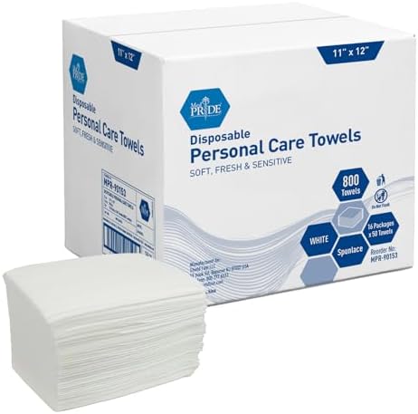 MED PRIDE Disposable Dry Washcloths, 800-count, 11” by 12” Quarter Fold, Soft & Absorbent, Ideal for Baby Wipes, Incontinence Care, Makeup Removing MED PRIDE