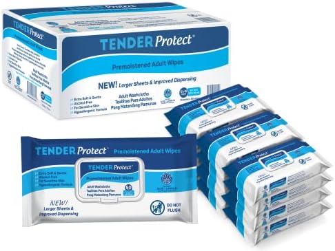 TENDERProtect® Adult Wipes with Aloe, Extra-Large Washcloth (9x12) for Incontinence and Personal Cleansing (50/Pk) TENDERProtect